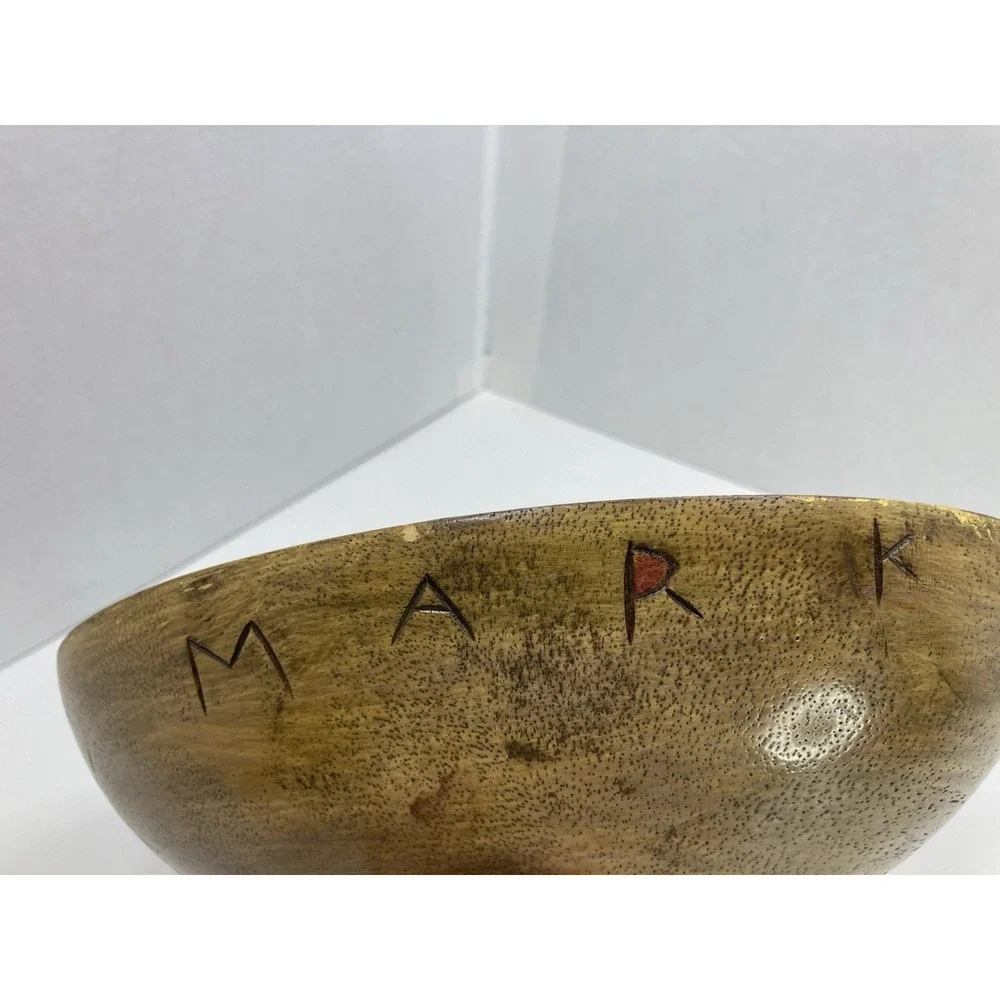 Vtg Hand Painted Wooden Fruit/Salad Bowl‎ Bible Verse Christain Grapes 10.5